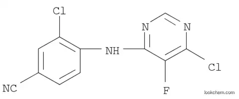 Molecular Structure of 1147558-27-7 (3-chloro-4-(6-chloro-5-fluoropyrimidin-4-ylamino)benzonitrile)